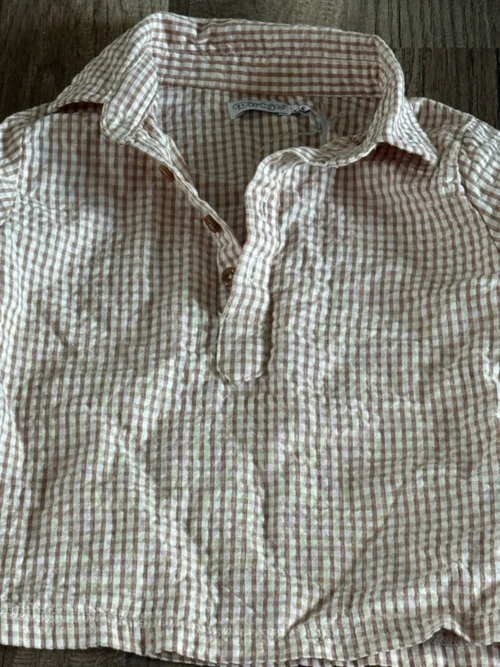 Carter's Pink Plaid Top with Tan Cargo Pants Kids Matching Set